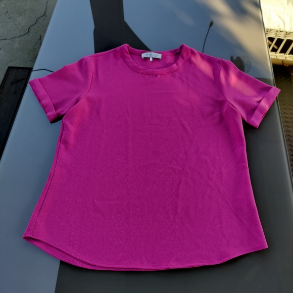WAYF Pink Women's Short Sleeve Blouse, Has Some Stretch, Made Usa. - Picture 1 of 12